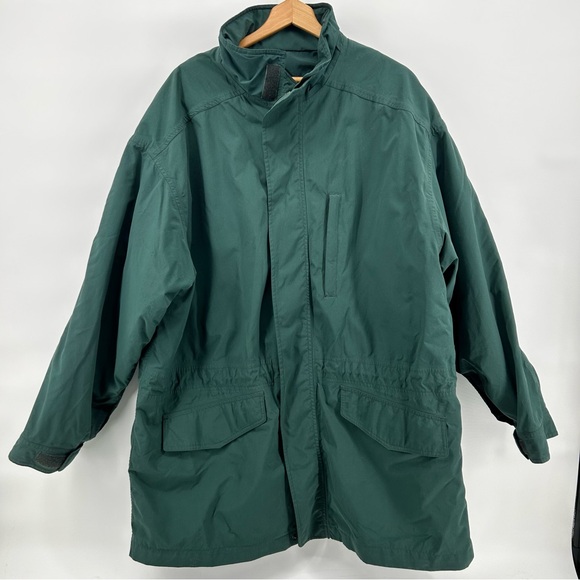 Eddie Bauer Goose Down Parka Mens XL Green Sympatex Jacket Detachable Liner